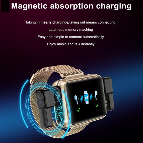 New 2-In-1 Wireless Bluetooth Headset 1.4 Inch Big Screen Smart Watch For Android iPhones