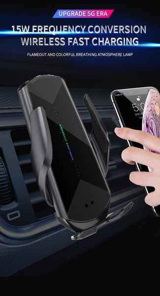 New QI Wireless Automatic Car Clamp Quick Charge Phone Mount Holder For Samsung Galaxy S22 S21 S20 & iPhone 14 13 12 Series