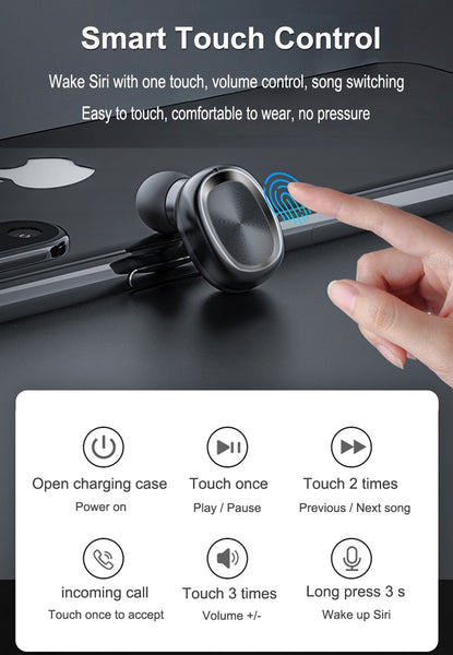 New True Wireless Bluetooth Power Display HIFI Sports Earbuds Headset With Microphone For Android IOS