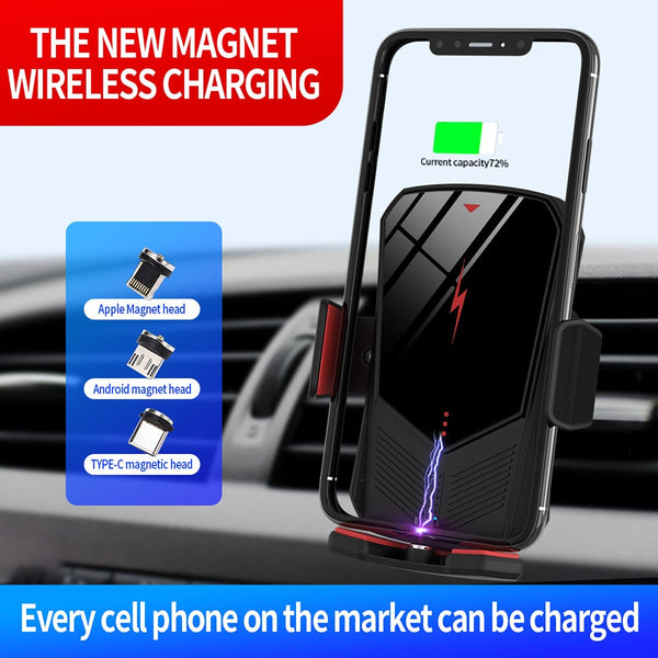 New Magnetic Fast Charge Universal Car Phone Holder Wireless Charger For Samsung Galaxy S22 S21 S20 & iPhone 14 13 12 Series