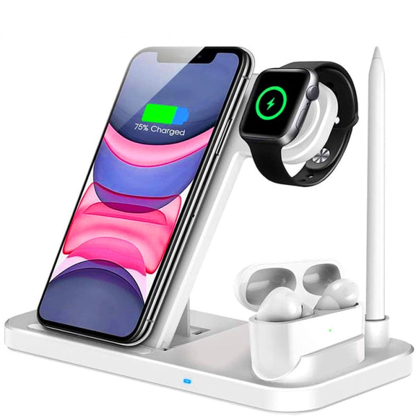 New 4-in-1 QI Wireless Fast Charging Dock Station For Apple Watch Airpods iPhones