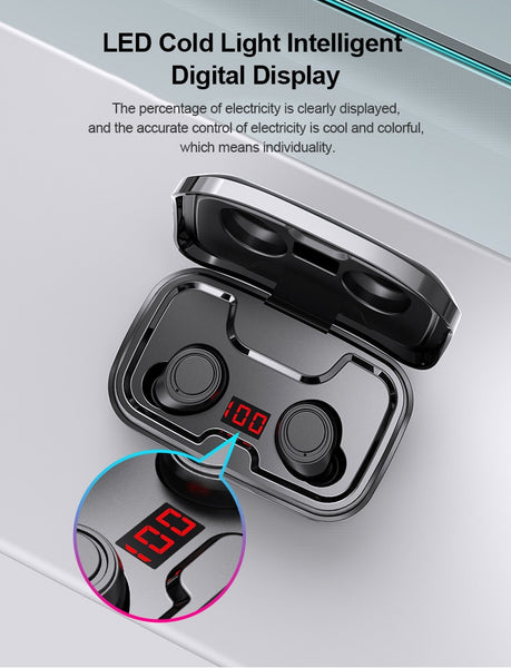 New True Wireless Bluetooth Stereo Headset Sport Earbuds With 3500mAh Charging Box