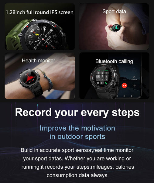New Metallic Sport Fitness Tracker Smartwatch With Music Control For Android IOS