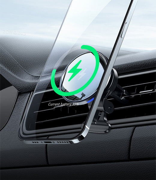 New Magnetic QI Wireless 15W Mini Charger Car Vent Holder For Samsung Galaxy S22 S21 S20 & iPhone 14 13 12 Series