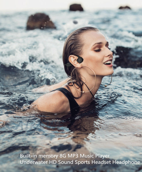 New IPX8 Waterproof MP3 Music Player Bone Conduction Swimming Headphones Earbuds Headset