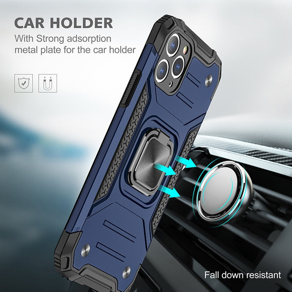 New Rugged Armor Magnetic Bumper Case With Ring Holder Kickstand For iPhone 14 13 12 11 Pro Max Series