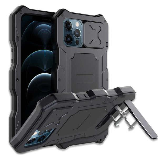 New Rugged Armor Protective Camera Slide Bumper Case With Kickstand For iPhone 13 12 Pro Max Series