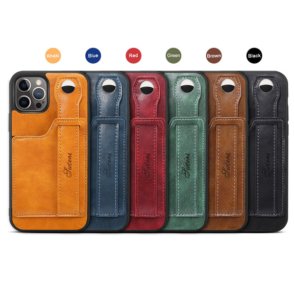New Leather Wallet Credit Card Slot Case With Hand Strap For iPhone 13 12 Series
