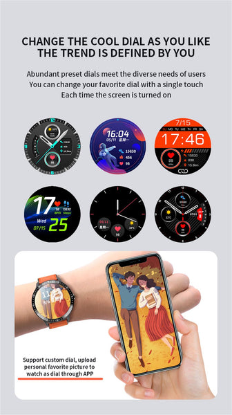 New 1.28'' Full Touch Screen Sports Fitness Tracker Smart Watch With Bluetooth Call