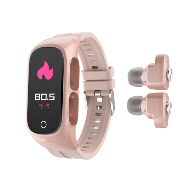 New 2-in-1 True Wireless Bluetooth 5.0 Earbuds Headset Fitness Tracker Smart Watch For iPhone Androids