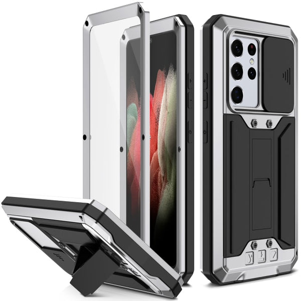 New Heavy Duty Protective Cover Armor Metallic Case With Kickstand For S24 S23 S22 Plus Ultra Series