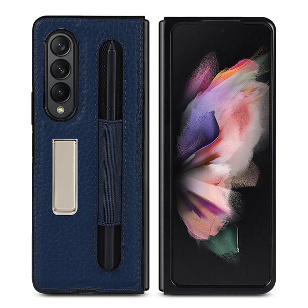 New Magnetic Portable Slim Protective Leather Case With Pen Holder & Kickstand For Galaxy Z Fold 3 5G Series