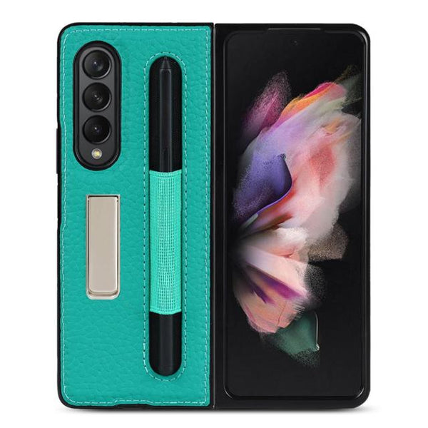 New Magnetic Portable Slim Protective Leather Case With Pen Holder & Kickstand For Galaxy Z Fold 3 5G Series