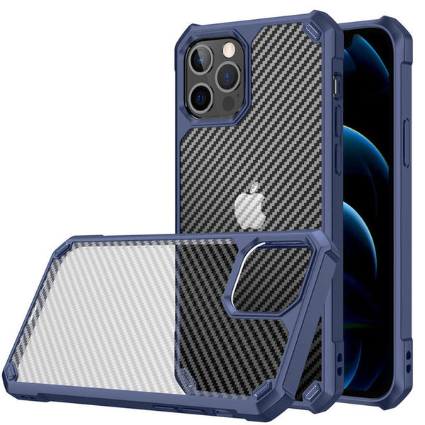 New Transparent Carbon Fiber Textured Case Cover For iPhone XS 11 12 13 Pro Max Series