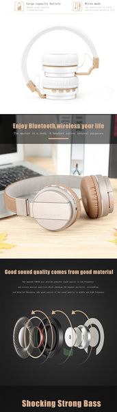 New Studio Headband Over-Ear Wireless Bluetooth Headphones with MIC Headset for Compatible Devices