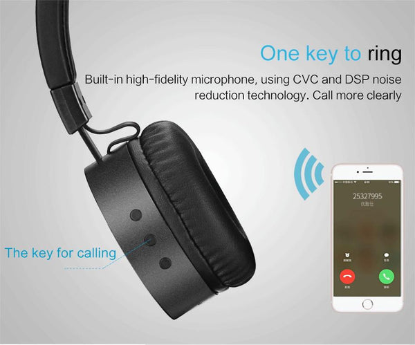 New Deluxe Cushion-Fitted Bluetooth HiFi Headset with Stereo Heavy Bass and Microphone