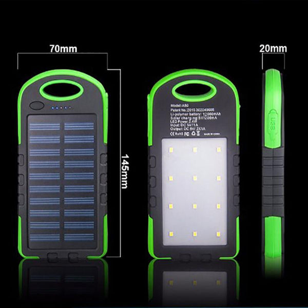 New Solar Power Bank with LED  + Emergency Camping Flashlight Light Torch Lamp