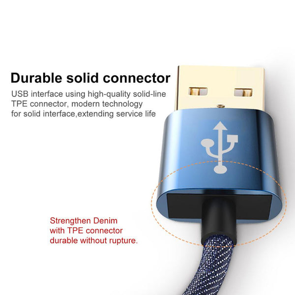 New Denim Keychain  Micro Data USB Cable with Fast Charging for Samsung Huawei HTC Android.