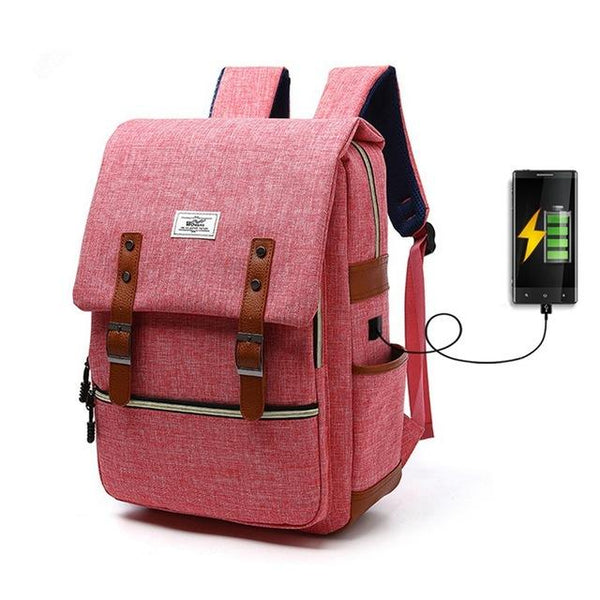 New Preppy Water-Repellent External USB Charging Sport Backpack Laptop Bag for Outdoor Travel School