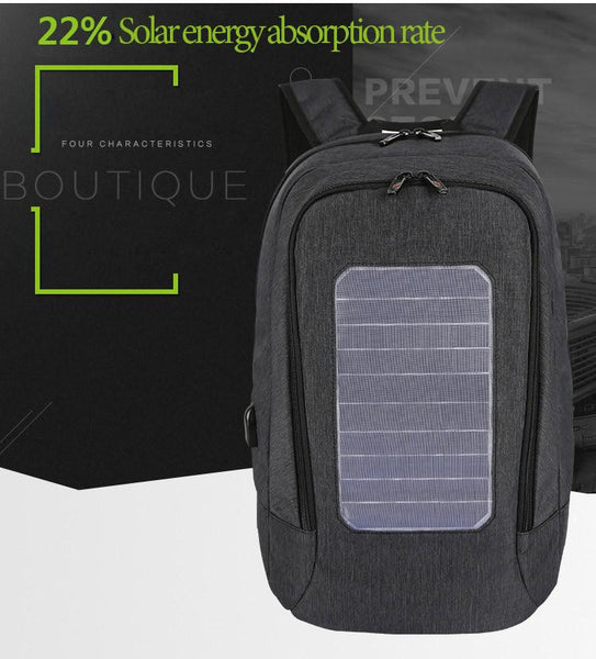 New 15 Inch Laptop Business Water-Resistant Knapsack Anti-Theft Solar Panel Backpack Bag for Men and Women's Travel