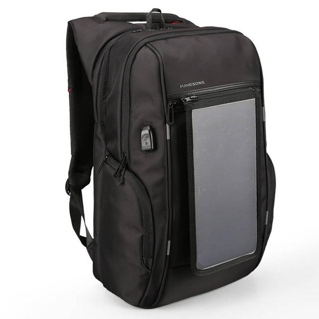 New External Solar Battery USB Charge Laptop Anti-Theft Water-Repellent Backpack Bag