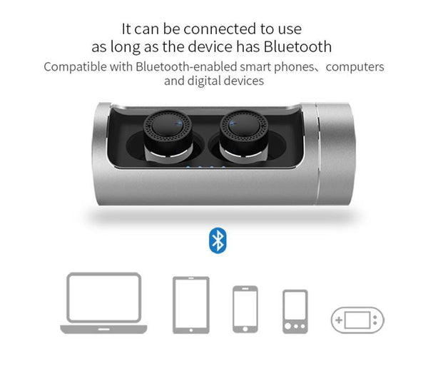 New Dual Dynamic Luxury Mini Wireless Bluetooth Sports Earphone In-Ear Earbuds with Charging Box & Active Noise Cancelling