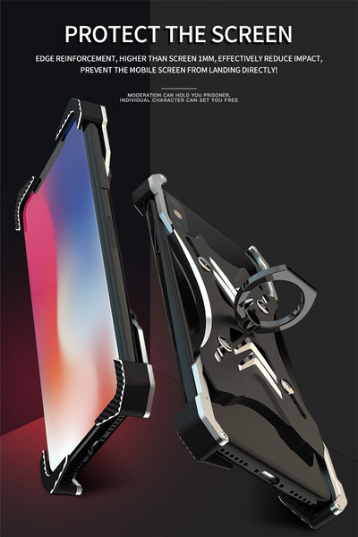 New Luxury Case Frame Aluminum Back Cover Phone Case with Ring Holder for Apple iPhone 11 Pro Max XR XS X 8 Series