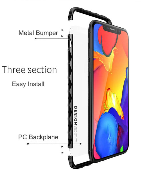 New Diamond-Patterned Class Protection Luxury Aluminum Metal Bumper Frame for iphone X