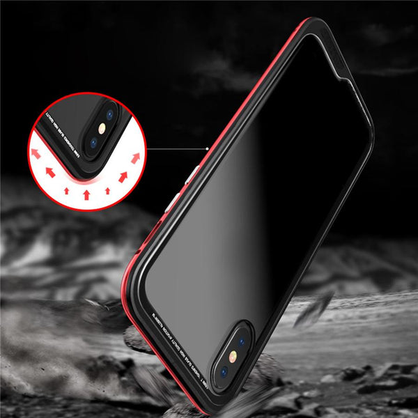 New Luxury Ultra Slim and Light Metallic Bumper with Transparent Back Cover Fitted Case for iPhone X