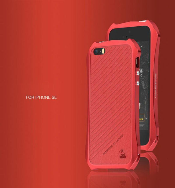 New Aluminum Metal Frame Leather Back Luxury Case for iPhone 5 / 5S / SE / 6 / 6S / 6 Plus / 6S Plus