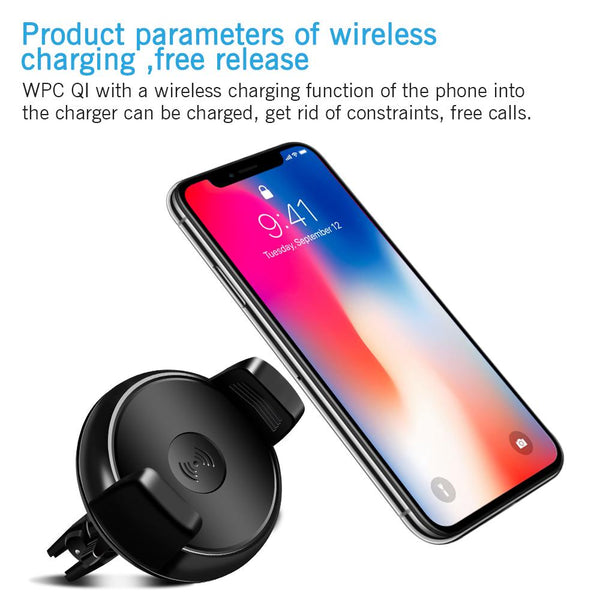 New Car Air Vent Mount Fast Qi Wireless Charger for iPhone X 8 for Samsung Note 8 S9 S8 S7 Edge Car Phone Holder