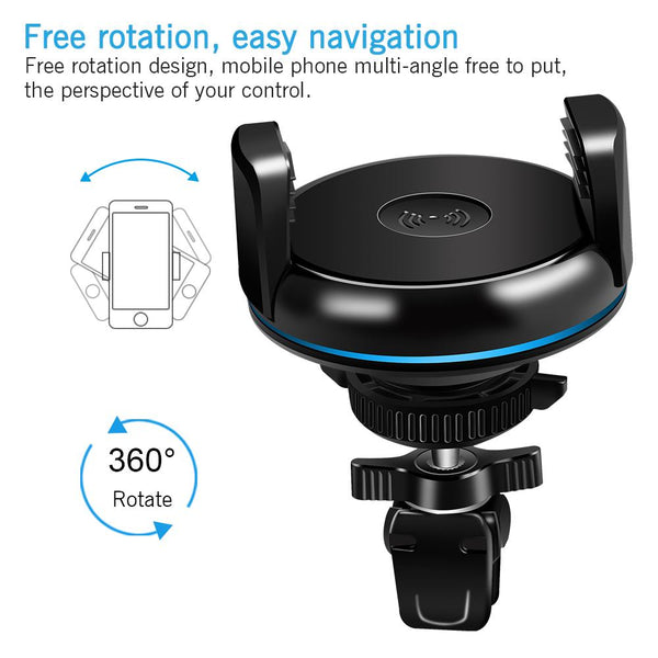 New Car Air Vent Mount Fast Qi Wireless Charger for iPhone X 8 for Samsung Note 8 S9 S8 S7 Edge Car Phone Holder