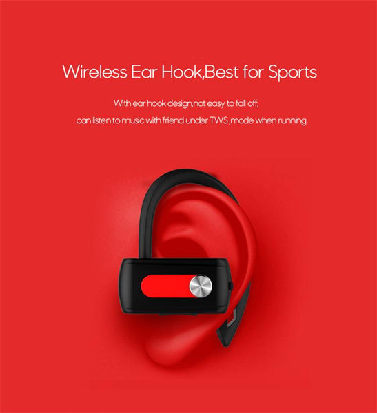 New TWS Sports Bluetooth Earphones with Microphone Wireless Headsets Ear Hook Waterproof Earbuds for Mobile Phones