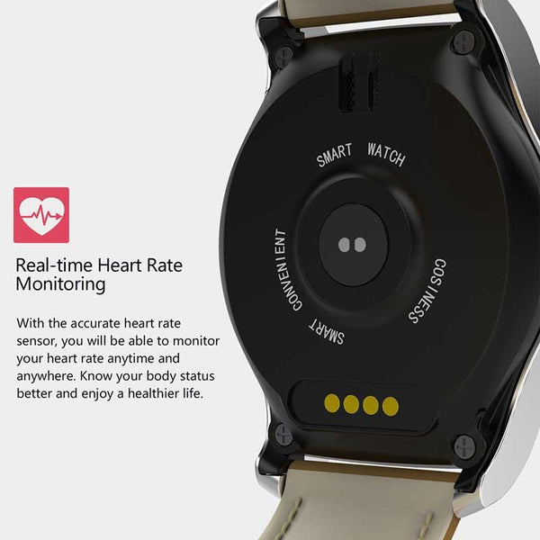 New Leather-Banded Smartwatch with 1.3 Inch Heart Rate Monitor Anti-Lost Support SIM/TF Card Smart Watch for IOS Android Windows