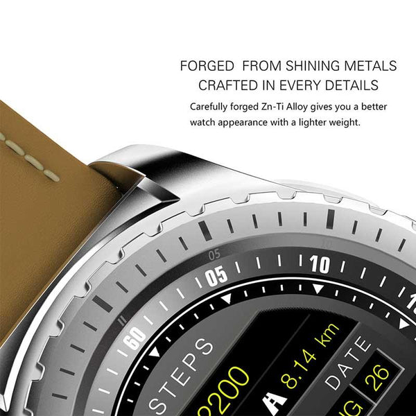 New Leather-Banded Smartwatch with 1.3 Inch Heart Rate Monitor Anti-Lost Support SIM/TF Card Smart Watch for IOS Android Windows
