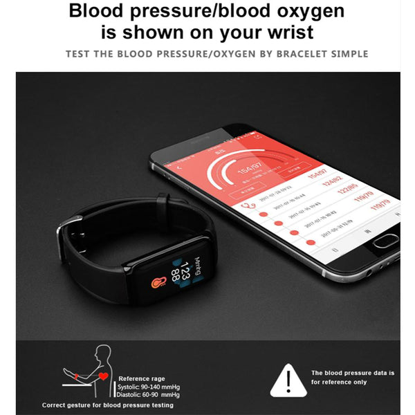 New Colored Screen Smart Bracelet Heart Rate Monitor Fitness Tracker Clock Pulse Tonometer Smart Band for IOS Android Windows