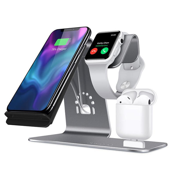 New Super Compact 3 in 1  iWatch Qi Stand Airpods Charger Dock Phone Desktop Tablet Holder for Airpods