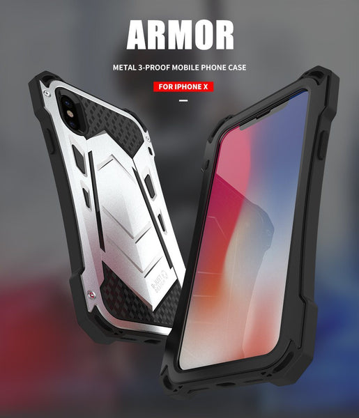 New Luxury Protective Hard Armor Heavy Duty Metal Aluminum Shell Phone Case for iPhone 11 Pro Max XR XS SE / Samsung Galaxy S10 Note 10 Plus