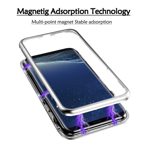 New Magnetic Metallic Adsorption Flip Phone Case Glass Back Cover for Samsung Galaxy S9 S8 S7 Edge Series
