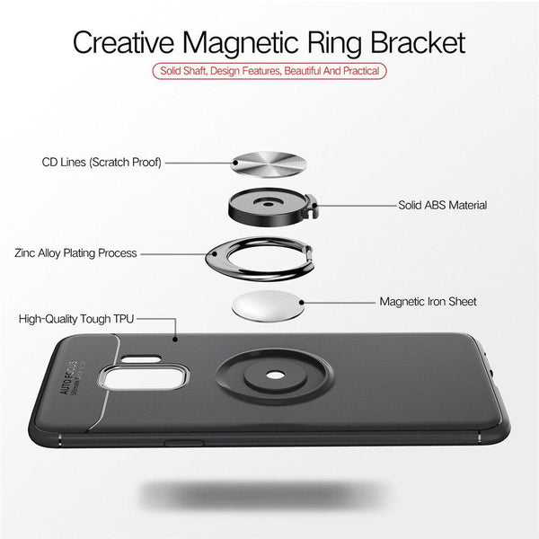 New Metal Magnet Car Kickstand Ring Grip Soft Silicone TPU Case for Samsung S9 Series