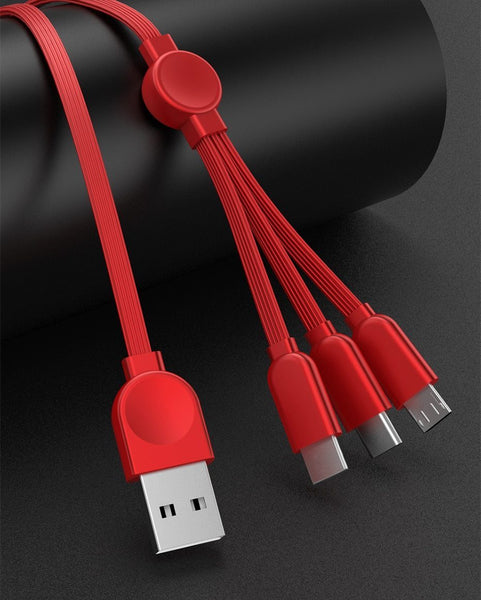 New USB Cable 3 in 1 Charging Mobile iPhone Cable Type C Micro USB For iPhone XR XS X 8 7 Galaxy Note 7 8 9