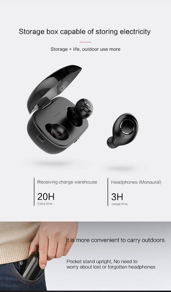 New Bluetooth Earphones Water-Resistant Headset True Wireless Earbuds Mini Stereo Music With Mic with Charging Box for iPhone Android