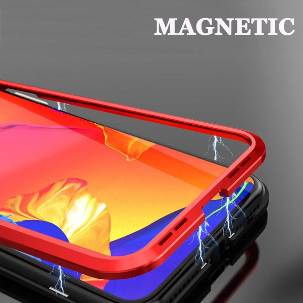 New Bulit-In Magnetic Luxury Anti-Shock Metal Frame Glass Case Cover For iPhone 11 Pro Max XS XR Samsung Galaxy S20 Series