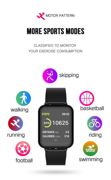 New Waterproof Sport Smartwatch Heart Rate Blood Pressure Monitor Fitness Tracker For iPhone Android