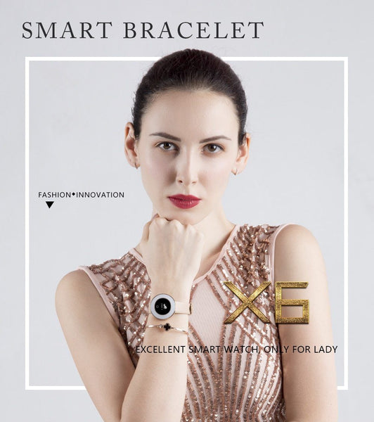 New Lady Smart Bracelet Watch IP68 Waterproof Steel Strap Heart Rate Blood Pressure Tracker Smart Watch For iPhone Android