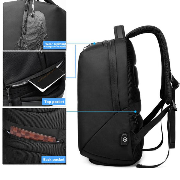 New Laptop Backpack Oxford USB charging Travel Backpack Anti-Theft Waterproof Zipper Fitness Bag With Shoes Pocket