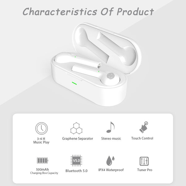 New True Wireless Bluetooth 5.0 Sport Workout Earbuds Headset Stereo Earphone With Case