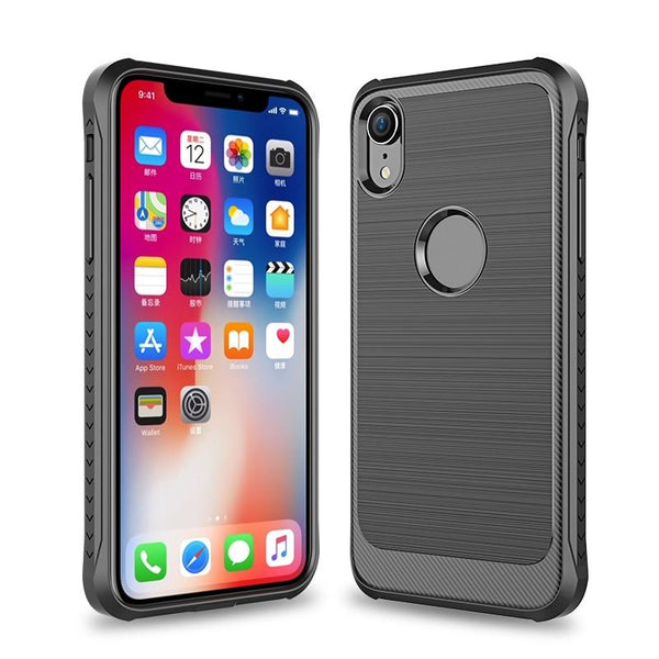 New Luxury Brushed Carbon Fiber Anti-Slip Cover Protective Phone Case For iPhone X XS Max XR