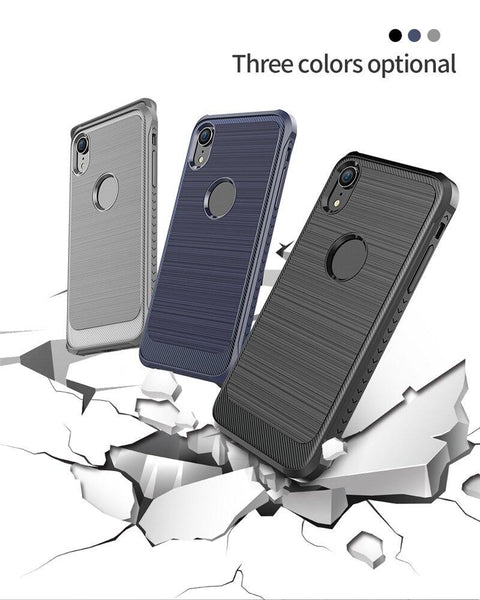 New Luxury Brushed Carbon Fiber Anti-Slip Cover Protective Phone Case For iPhone X XS Max XR