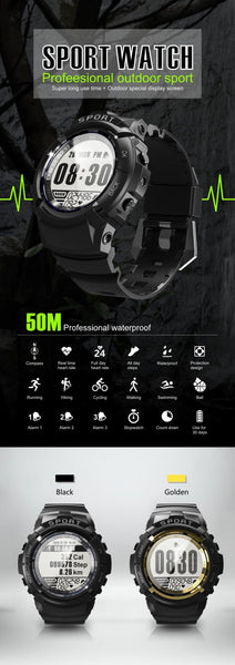 New Sport Smart Watch IP68 Waterproof Fitness Tracker Dynamic Heart Rate Compass Stopwatch Alarm Clock Smartwatch